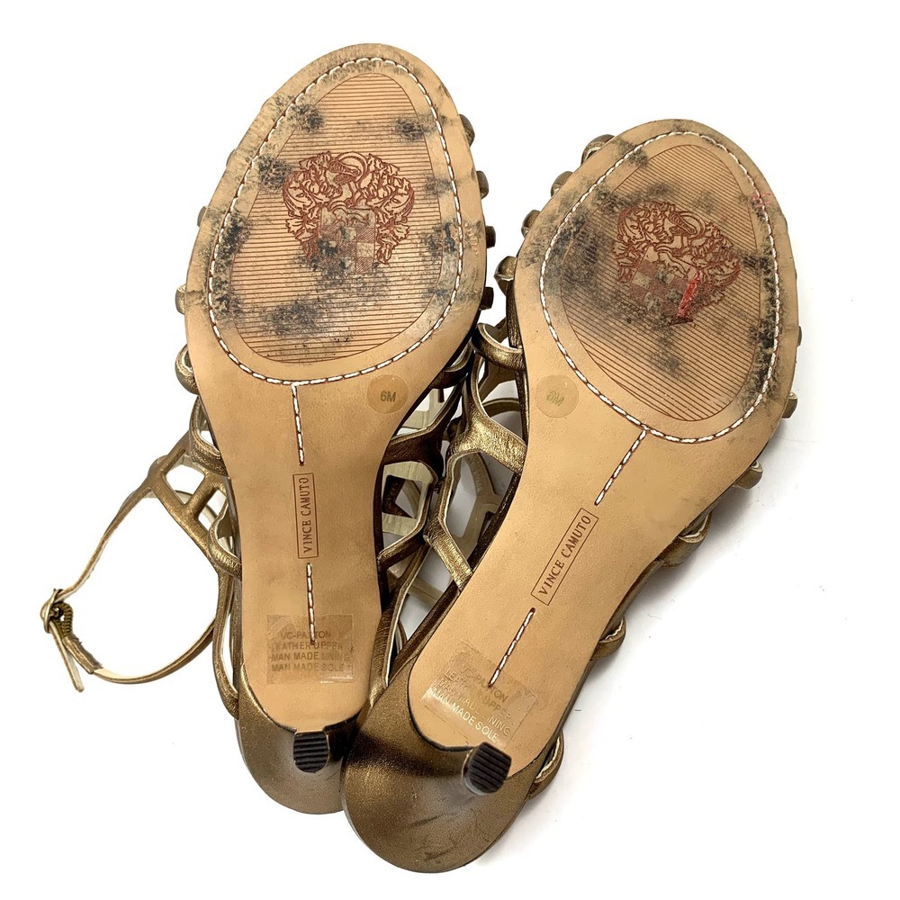 ❌SOLD❌VINCE CAMUTO gold leather caged high heel shoes - Picture 7 of 16